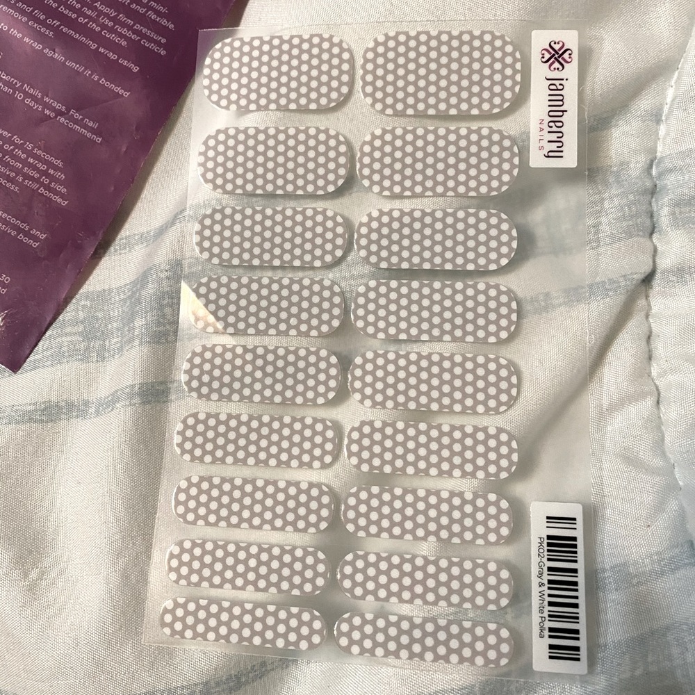 Jamberry Nails gray and white polka dots
